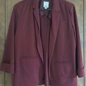 LC Lauren Conrad Red Blazer Modern Open-Front Style